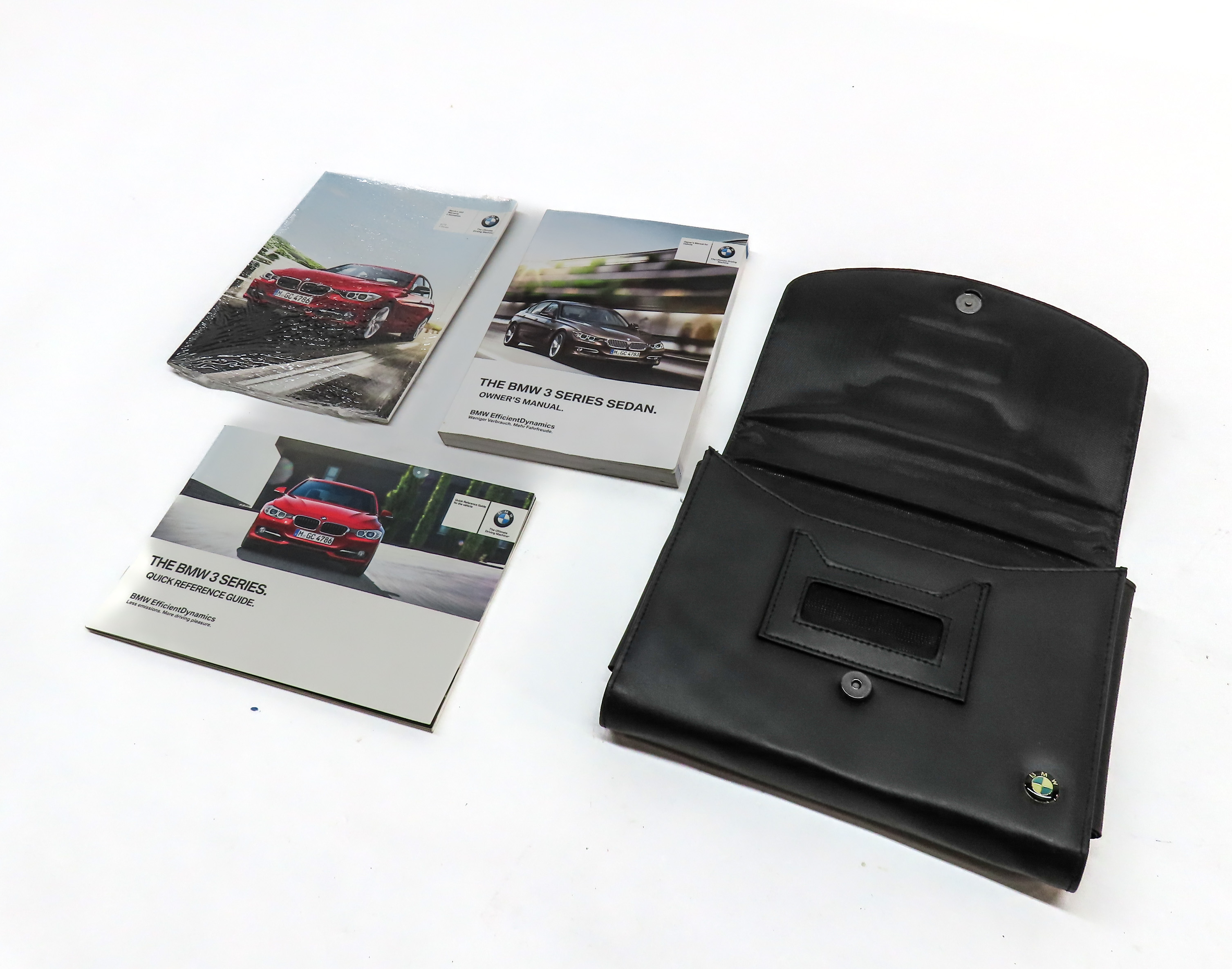 2012 BMW 328I (F30) 2.0L (N20) OWNER'S MANUAL BOOKLET SET/4 w/ CASE (BLACK) — exact item pictured